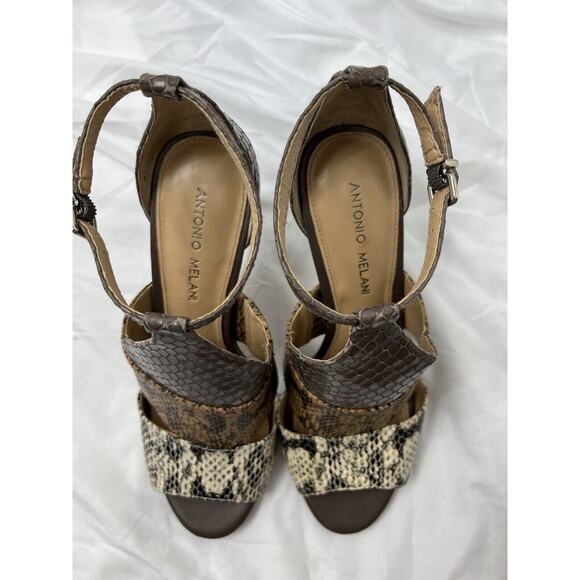 Antonio Melani Leather Snake Skin Heel Sandals Size 8 M - Picture 4 of 10